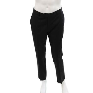 Sandro Womens Wool Flat Front Zippered Straight Dress Pants Black Size 44